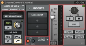 Digital audio interface mixer controls and settings