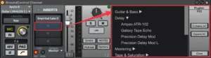 Audio software interface with plugin options menu.