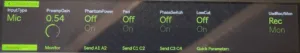 Audio interface settings for microphone input display.