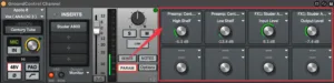 Audio control panel interface with various settings.