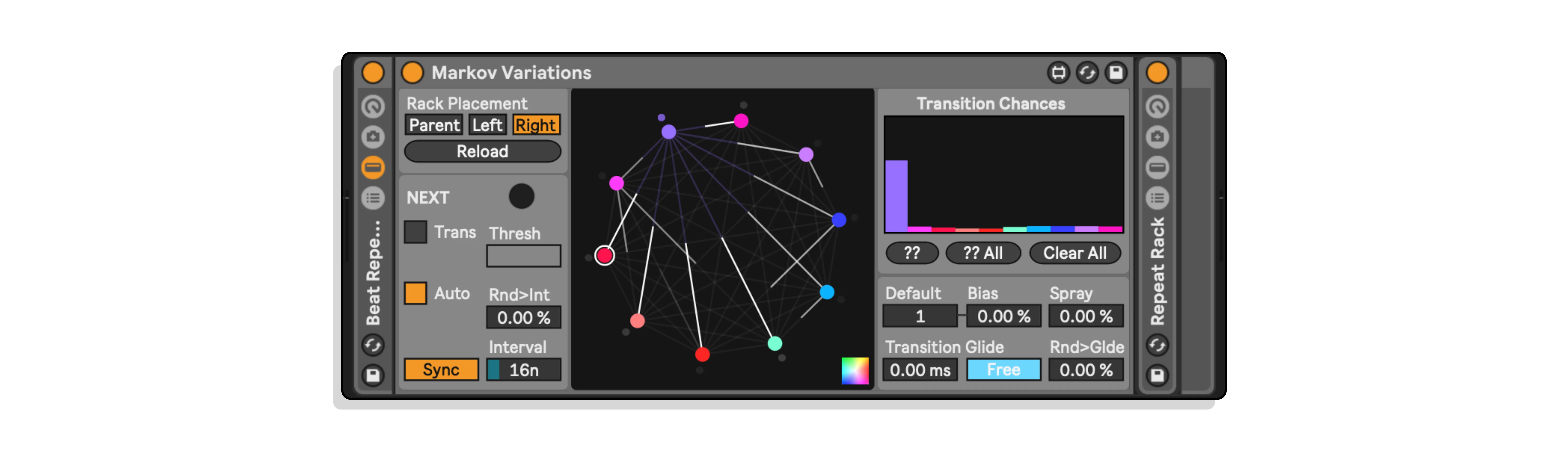 Markov Variations MaxforLive device for Ableton Live by Dillon Bastan