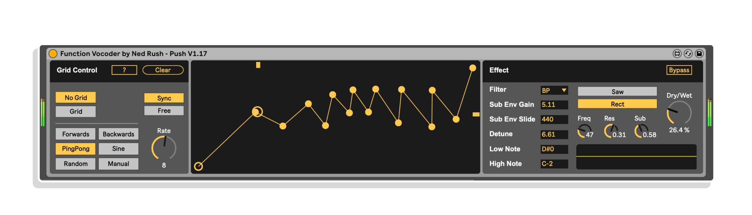 Vocoder durch modulierte Oszillatoren angetrieben