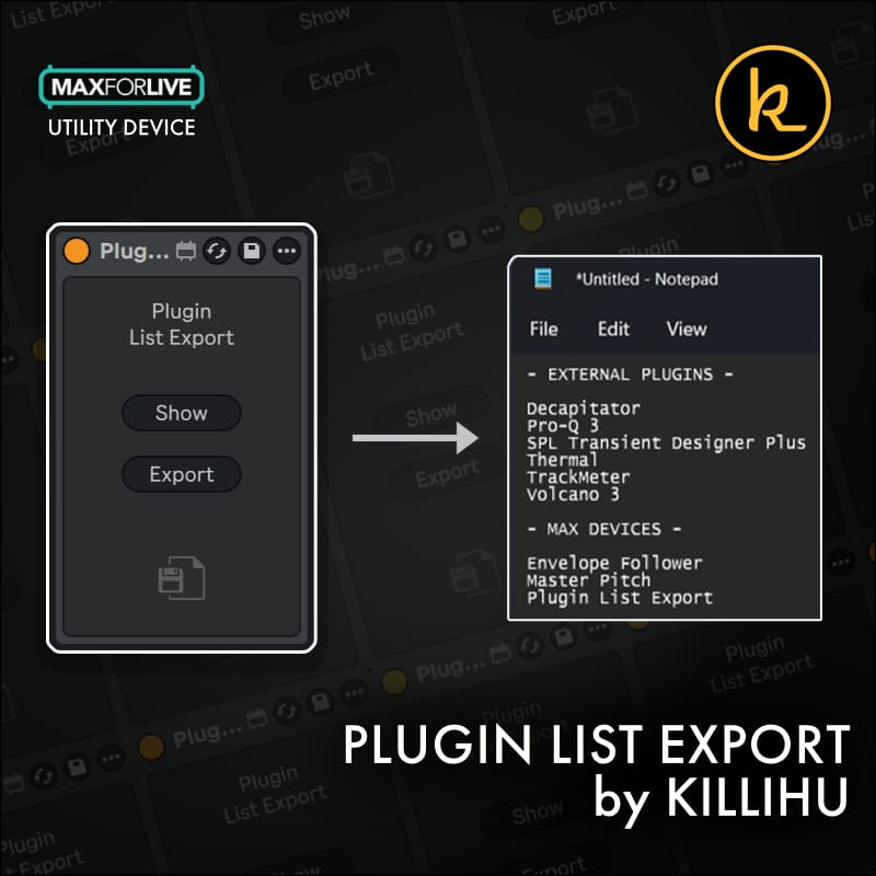 Plugin List Export by KILLIHU | Isotonik Studios
