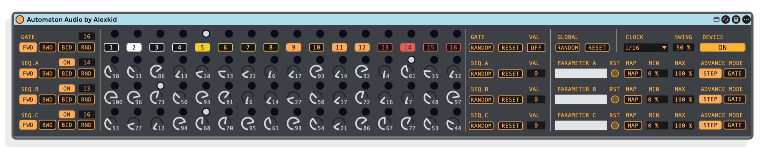 16-Step-Parameter-Sequencer für Audioeffekte