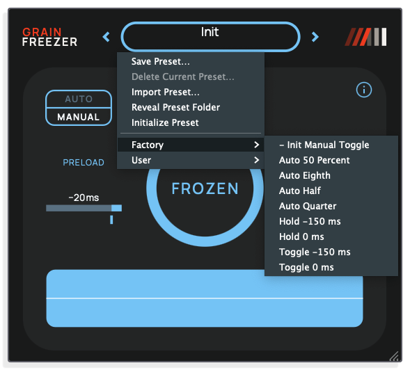 Factory and User Presets