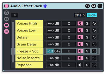 THE TOP ROW BECOMES A RACK MIXER