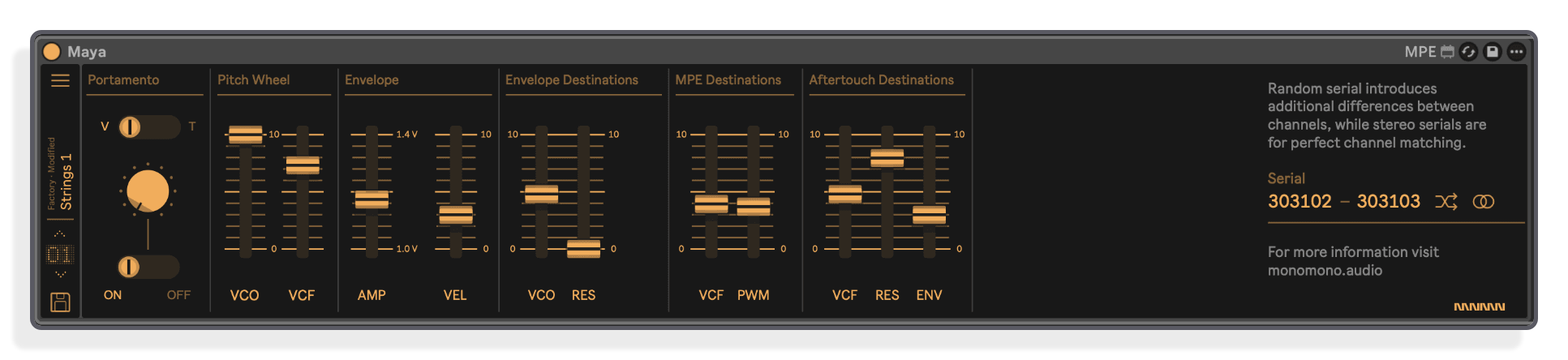 Advanced controls for portamento, MPE and spread