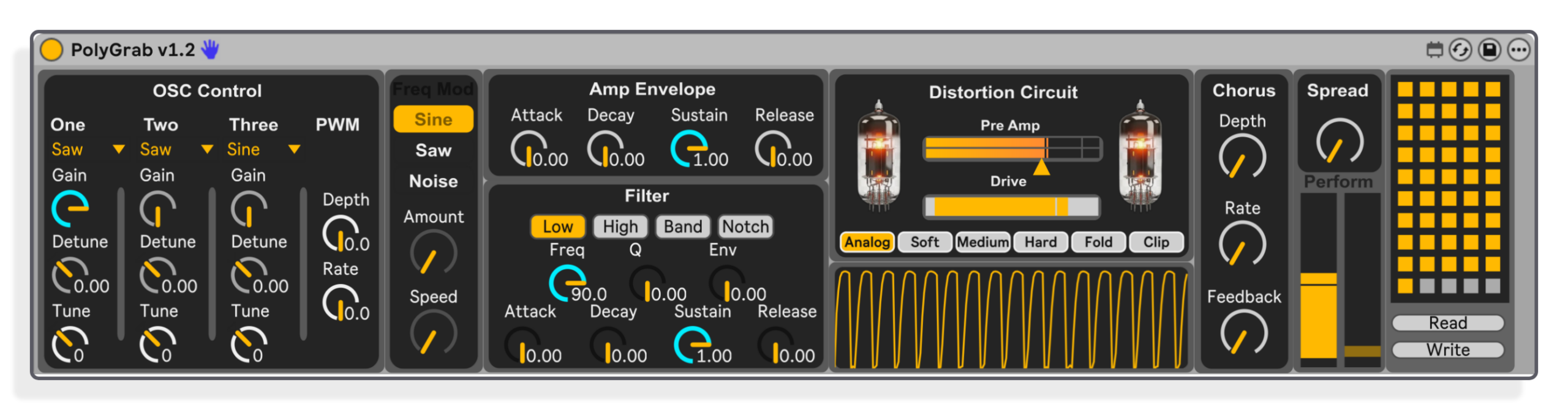 16-voice polyphonic synthesiser built for Ableton