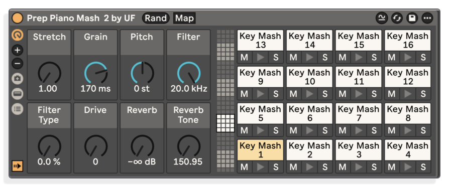 Key mash samples loaded into a Drum Kit