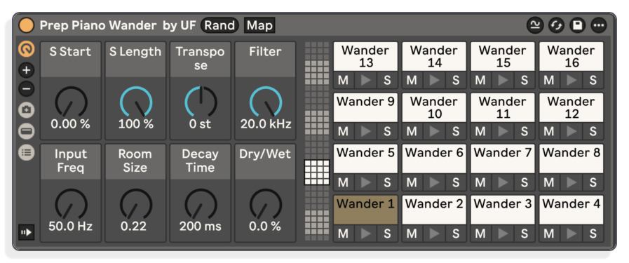 Micro-performances mapped across Drum Kit pads
