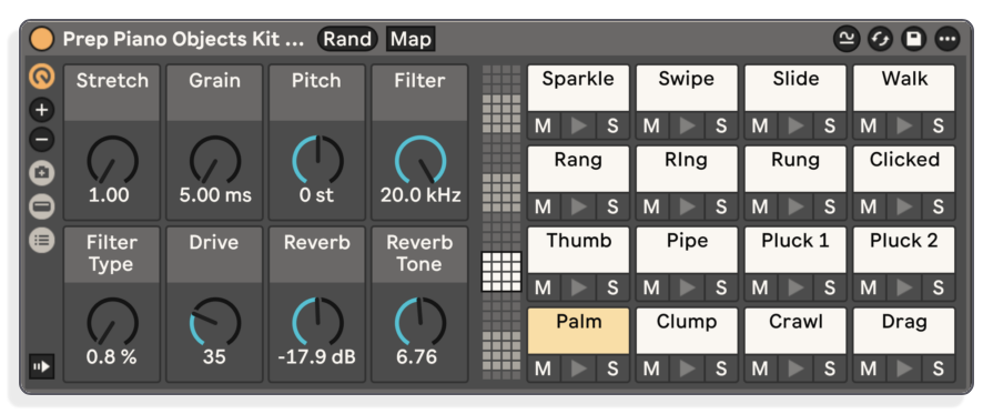 Plucks, bangs and taps in one Drum Kit